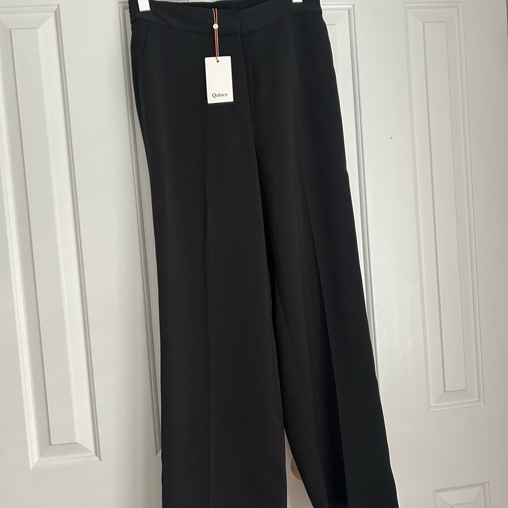 Quince Classic Black Wide Leg Pants